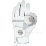 1Pc Men'S Golf Glove Micro Soft Fabric Breathable Golf Gloves with Magnetic Marker Replaceable White Glove