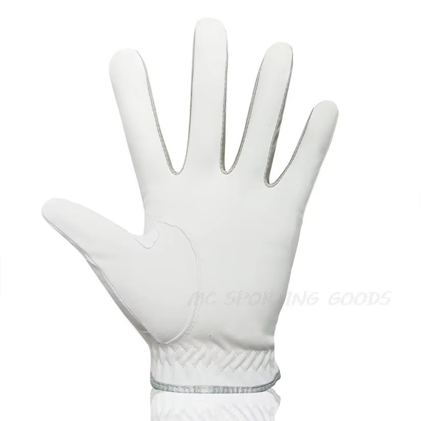 1Pc Men'S Golf Glove Micro Soft Fabric Breathable Golf Gloves with Magnetic Marker Replaceable White Glove