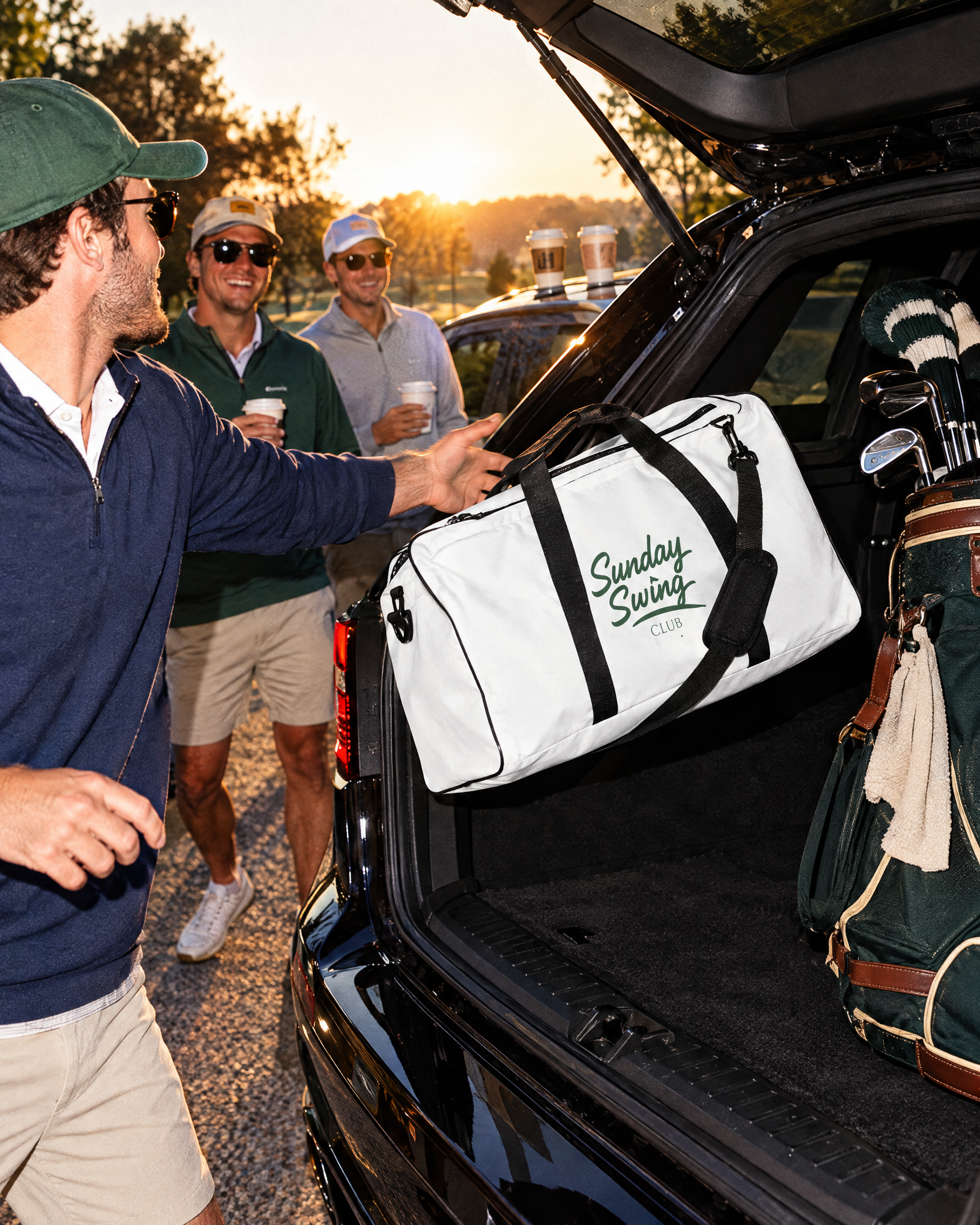 The Weekend Overnighter duffle packed for a buddies golf trip | Sunday Swing Club