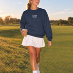 The Clubhouse Crew in Navy, women's fit with a golf skirt | Sunday Swing Club